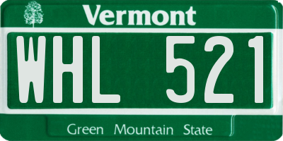 VT license plate WHL521