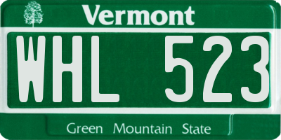 VT license plate WHL523