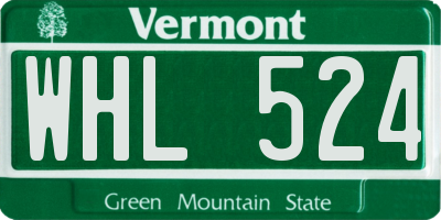 VT license plate WHL524
