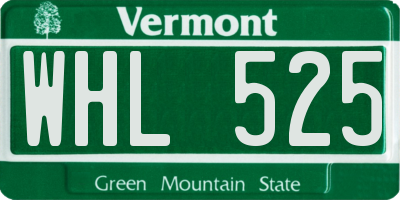 VT license plate WHL525