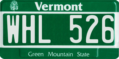 VT license plate WHL526