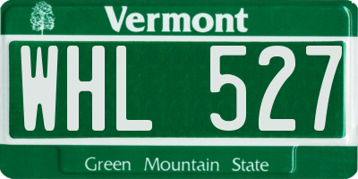 VT license plate WHL527