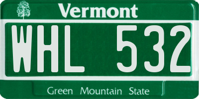 VT license plate WHL532