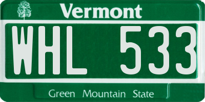 VT license plate WHL533