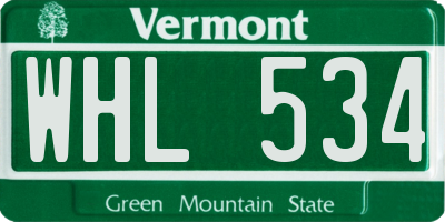 VT license plate WHL534