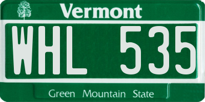 VT license plate WHL535