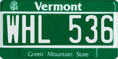 VT license plate WHL536