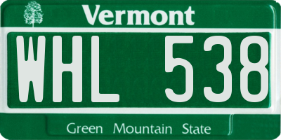 VT license plate WHL538