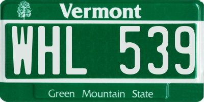 VT license plate WHL539