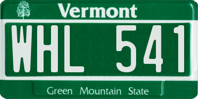 VT license plate WHL541
