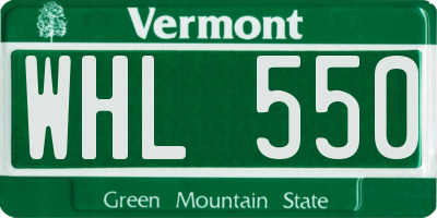 VT license plate WHL550