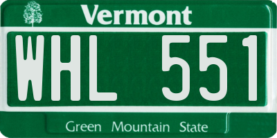 VT license plate WHL551