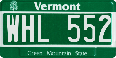 VT license plate WHL552