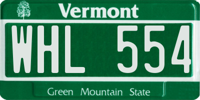 VT license plate WHL554
