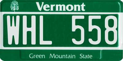 VT license plate WHL558