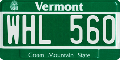 VT license plate WHL560