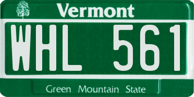 VT license plate WHL561