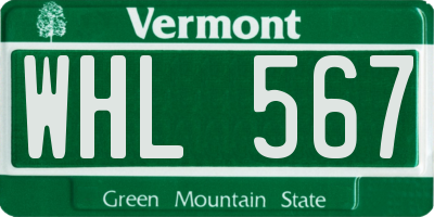 VT license plate WHL567