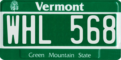 VT license plate WHL568
