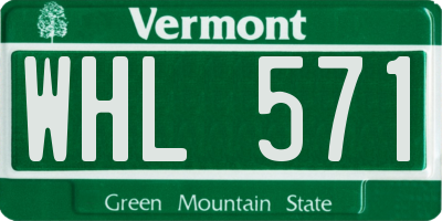 VT license plate WHL571