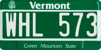 VT license plate WHL573