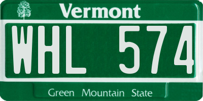 VT license plate WHL574