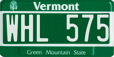 VT license plate WHL575