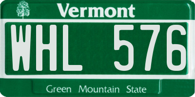 VT license plate WHL576