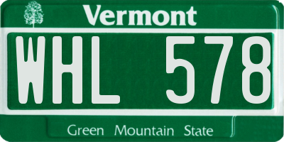 VT license plate WHL578