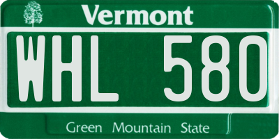 VT license plate WHL580