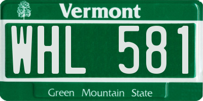 VT license plate WHL581