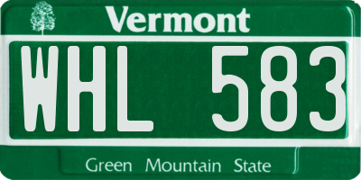 VT license plate WHL583