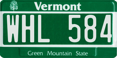 VT license plate WHL584