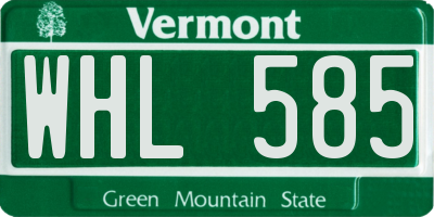 VT license plate WHL585