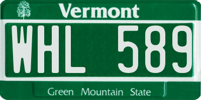 VT license plate WHL589