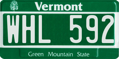 VT license plate WHL592