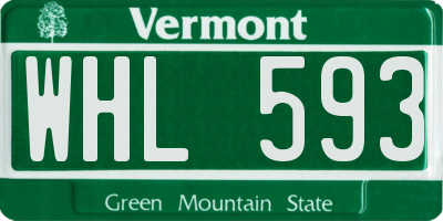 VT license plate WHL593