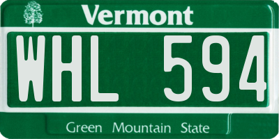 VT license plate WHL594
