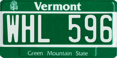VT license plate WHL596