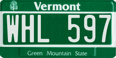 VT license plate WHL597