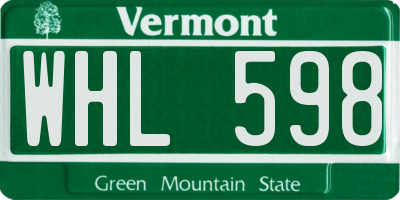 VT license plate WHL598