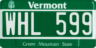 VT license plate WHL599