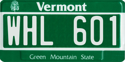 VT license plate WHL601