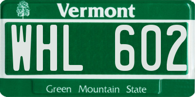 VT license plate WHL602