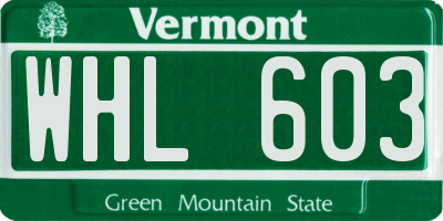 VT license plate WHL603