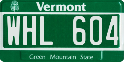 VT license plate WHL604