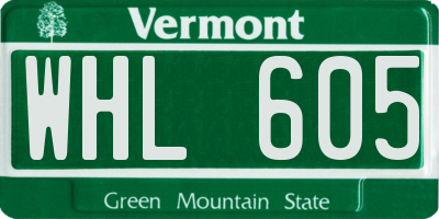 VT license plate WHL605