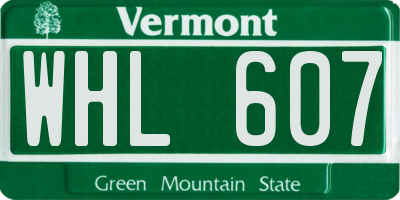 VT license plate WHL607