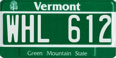 VT license plate WHL612