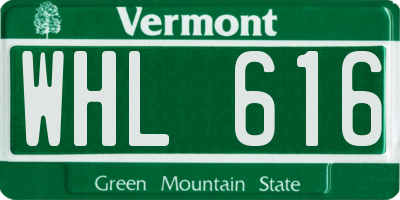 VT license plate WHL616